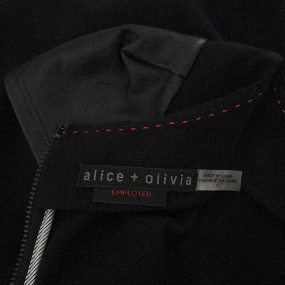 ALICE + OLIVIA GRACIE LEATHER-SLEEVE DRESS NWT - Picture 4 of 8